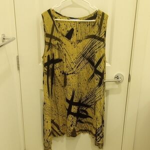 Blue Sky Tan and Black Asymmetrical Tunic Tank Womens 1X